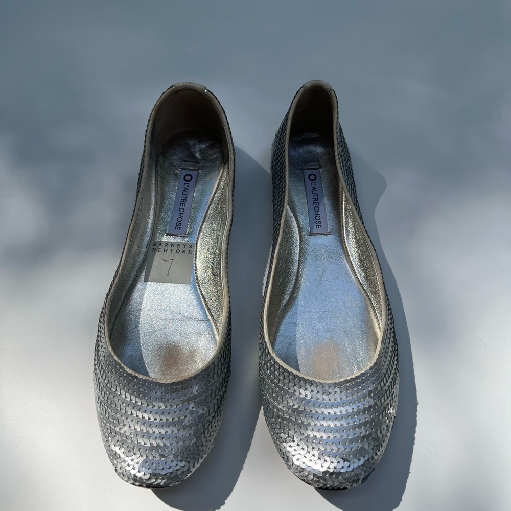 L’autre Chose silver sequin flats
